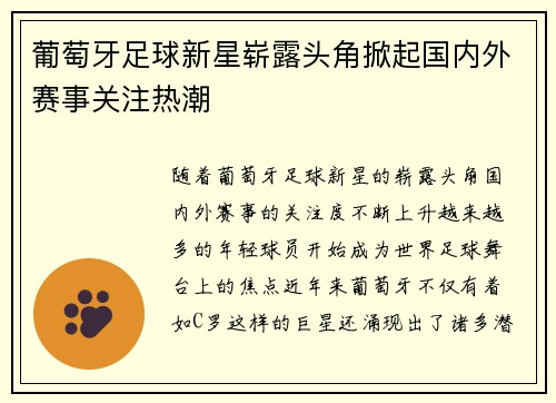 葡萄牙足球新星崭露头角掀起国内外赛事关注热潮